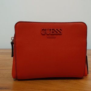 GUESS RED DOUBLE ZIPPER CROSSBODY BAG